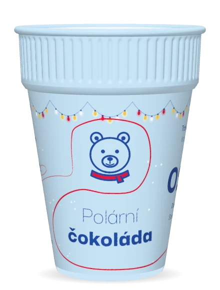 Světle modrý dětský (nealko) kelímek s ledním medvědem se šálou
